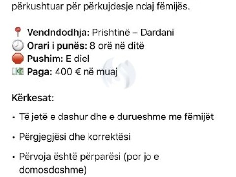 Ofroj pune-Kujdestare per femi